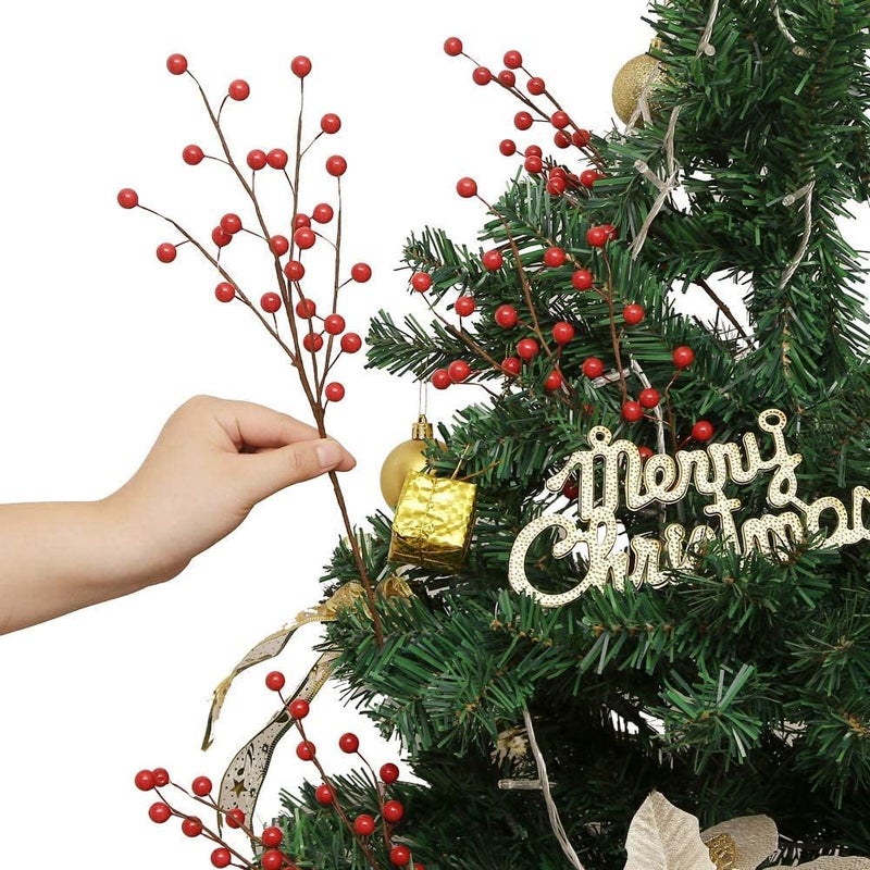 Trimgrace 12 Pack 14" Christmas Ornament Artificial Red Berry Stems Fake Holly Berry Picks for New Year Holiday Christmas Tree Vase DIY Wreath Crafts Home Decor - Image 3